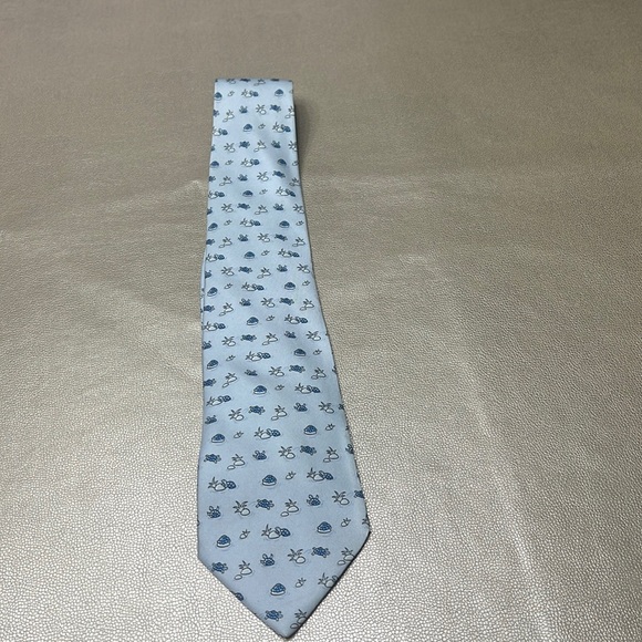Hermes Other - Hermes Vintage Silk Blue Turtle Tie